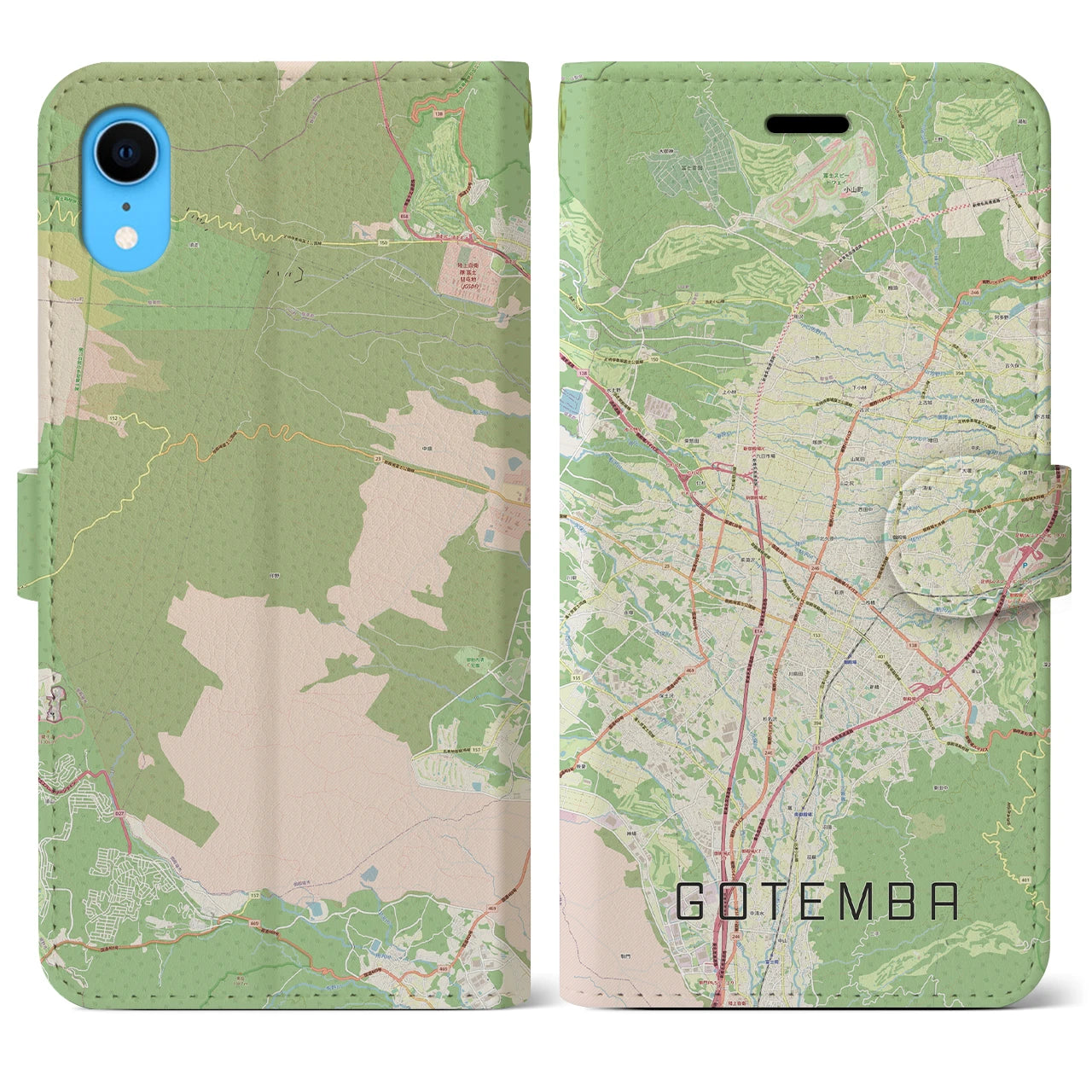【御殿場】地図柄iPhoneケース（手帳両面タイプ・ナチュラル）iPhone XR 用