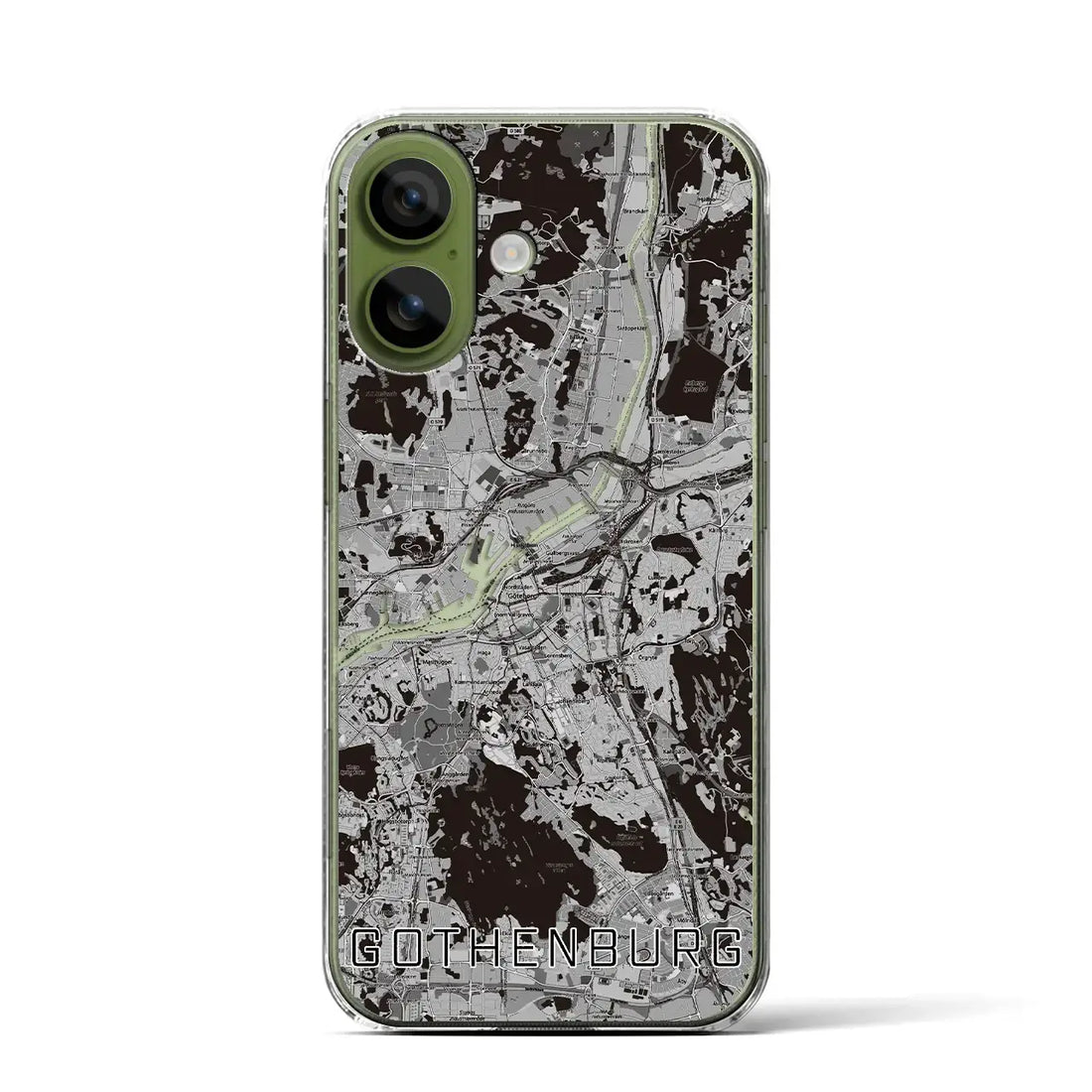 【ヨーテボリ(スウェーデン)】地図柄iPhoneケース(クリアタイプ)モノトーン・iPhone 17 Pro Max 用