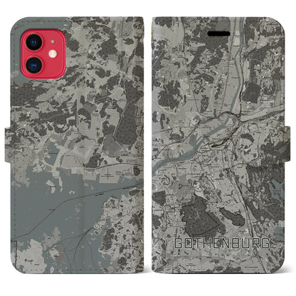 【ヨーテボリ（スウェーデン）】地図柄iPhoneケース（手帳タイプ）モノトーン・iPhone 11 用