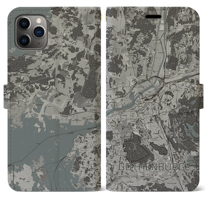 【ヨーテボリ（スウェーデン）】地図柄iPhoneケース（手帳タイプ）モノトーン・iPhone 11 Pro Max 用