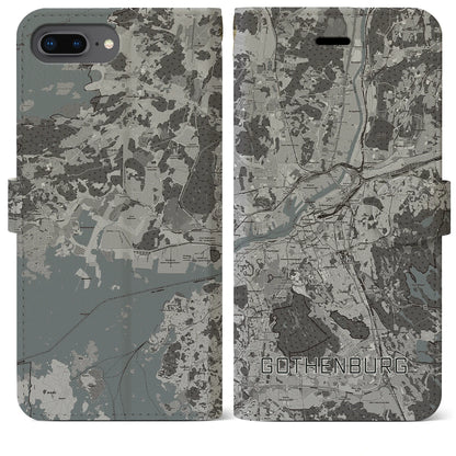 【ヨーテボリ（スウェーデン）】地図柄iPhoneケース（手帳タイプ）モノトーン・iPhone 8Plus /7Plus / 6sPlus / 6Plus 用