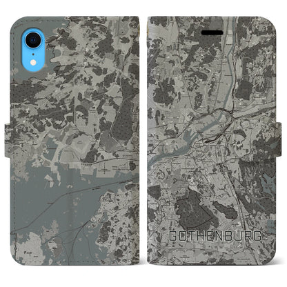 【ヨーテボリ（スウェーデン）】地図柄iPhoneケース（手帳タイプ）モノトーン・iPhone XR 用