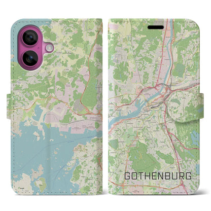 【ヨーテボリ（スウェーデン）】地図柄iPhoneケース（手帳タイプ）ナチュラル・iPhone 16 Pro 用
