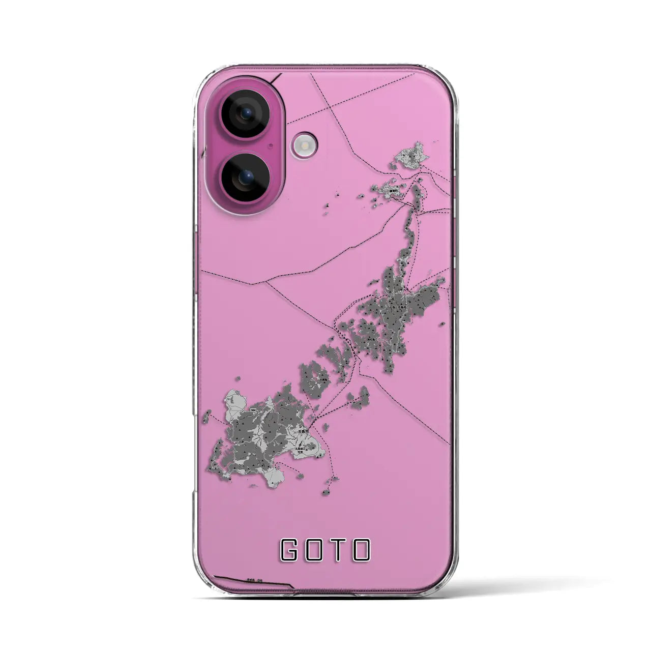 【五島（長崎県）】地図柄iPhoneケース（クリアタイプ）モノトーン・iPhone 16 Pro 用