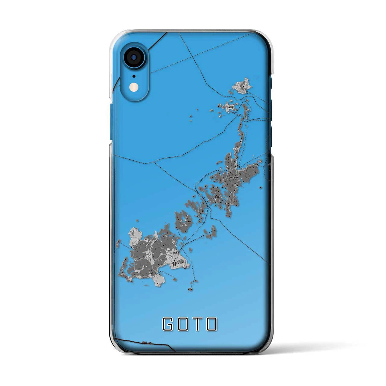 【五島（長崎県）】地図柄iPhoneケース（クリアタイプ）モノトーン・iPhone XR 用