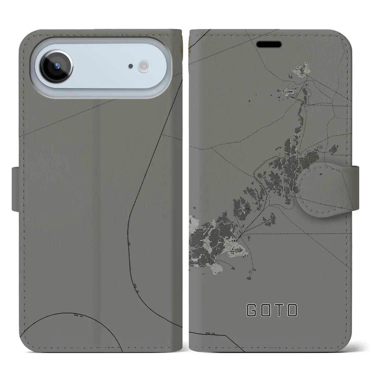 【五島（長崎県）】地図柄iPhoneケース（手帳タイプ）