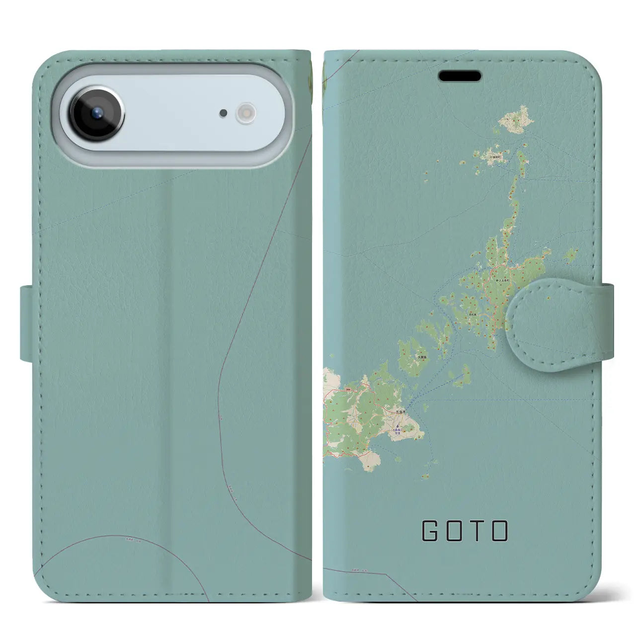 【五島（長崎県）】地図柄iPhoneケース（手帳タイプ）