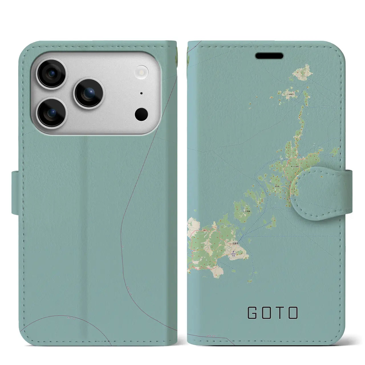 【五島（長崎県）】地図柄iPhoneケース（手帳タイプ）