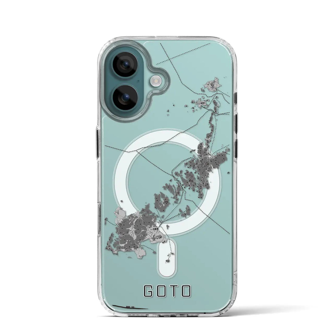 【五島(長崎県)】地図柄iPhoneケース(MagSafeタイプ)モノトーン・iPhone 16 Pro 用