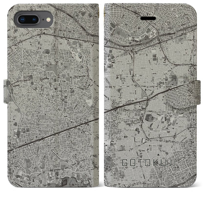 【豪徳寺（東京都）】地図柄iPhoneケース（手帳タイプ）モノトーン・iPhone 8Plus /7Plus / 6sPlus / 6Plus 用