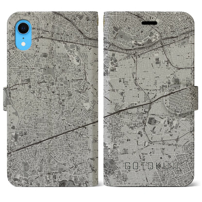 【豪徳寺（東京都）】地図柄iPhoneケース（手帳タイプ）モノトーン・iPhone XR 用