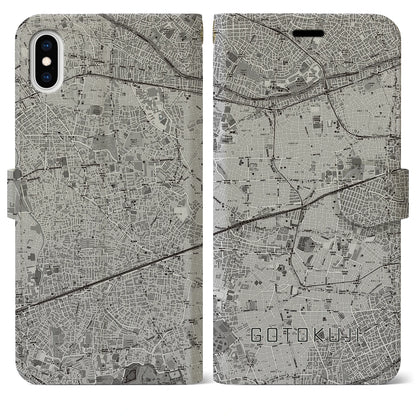 【豪徳寺（東京都）】地図柄iPhoneケース（手帳タイプ）モノトーン・iPhone XS Max 用