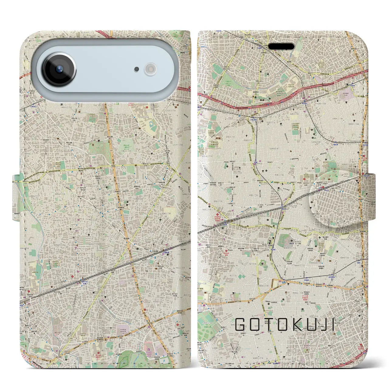 【豪徳寺（東京都）】地図柄iPhoneケース（手帳タイプ）