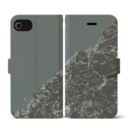 【江津（島根県）】地図柄iPhoneケース（手帳タイプ）モノトーン・iPhone SE（第3 / 第2世代） / 8 / 7 / 6s / 6 用