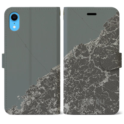 【江津（島根県）】地図柄iPhoneケース（手帳タイプ）モノトーン・iPhone XR 用