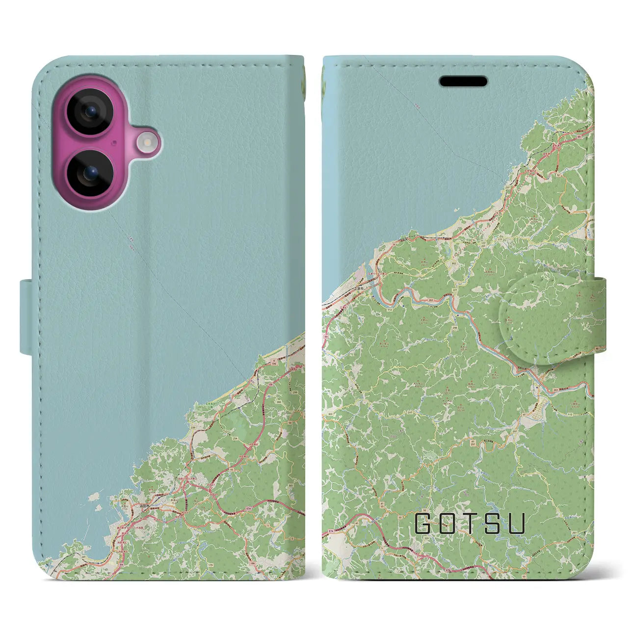 【江津（島根県）】地図柄iPhoneケース（手帳タイプ）ナチュラル・iPhone 16 Pro 用