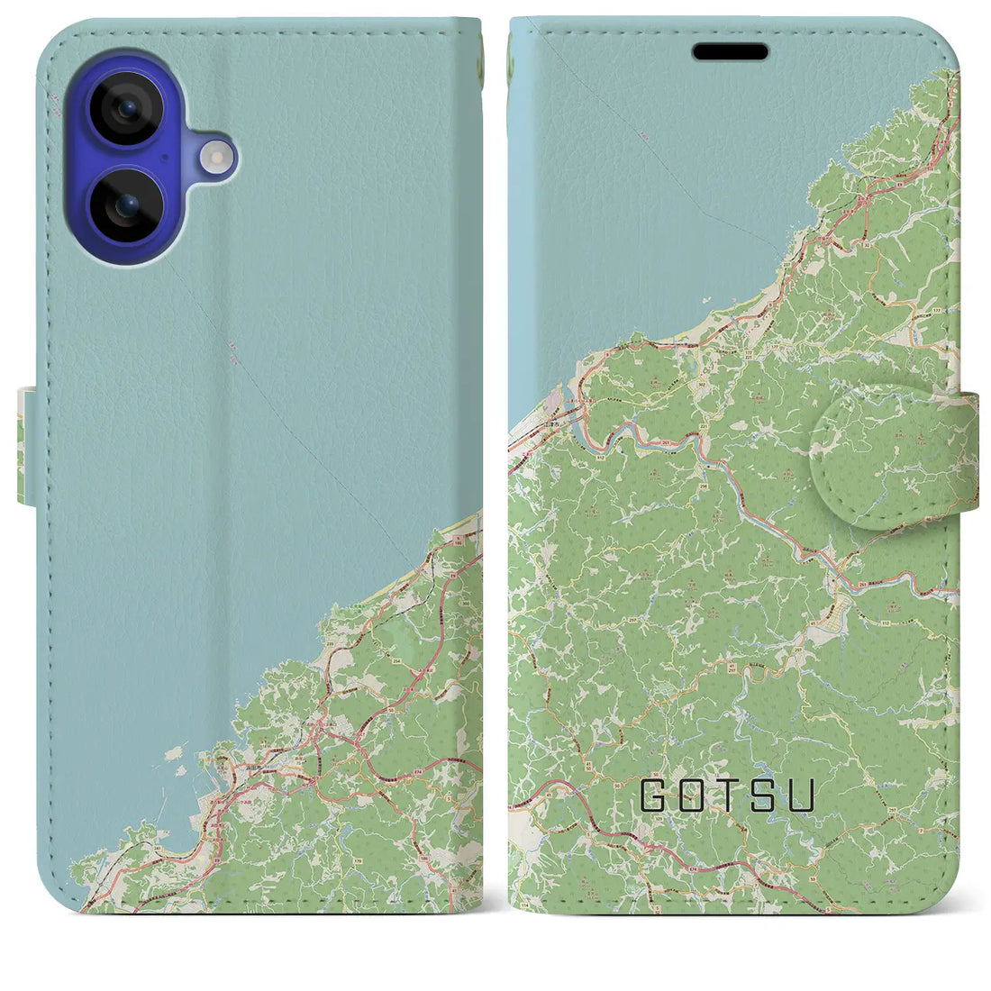 【江津（島根県）】地図柄iPhoneケース（手帳タイプ）ナチュラル・iPhone 16 Pro Max 用