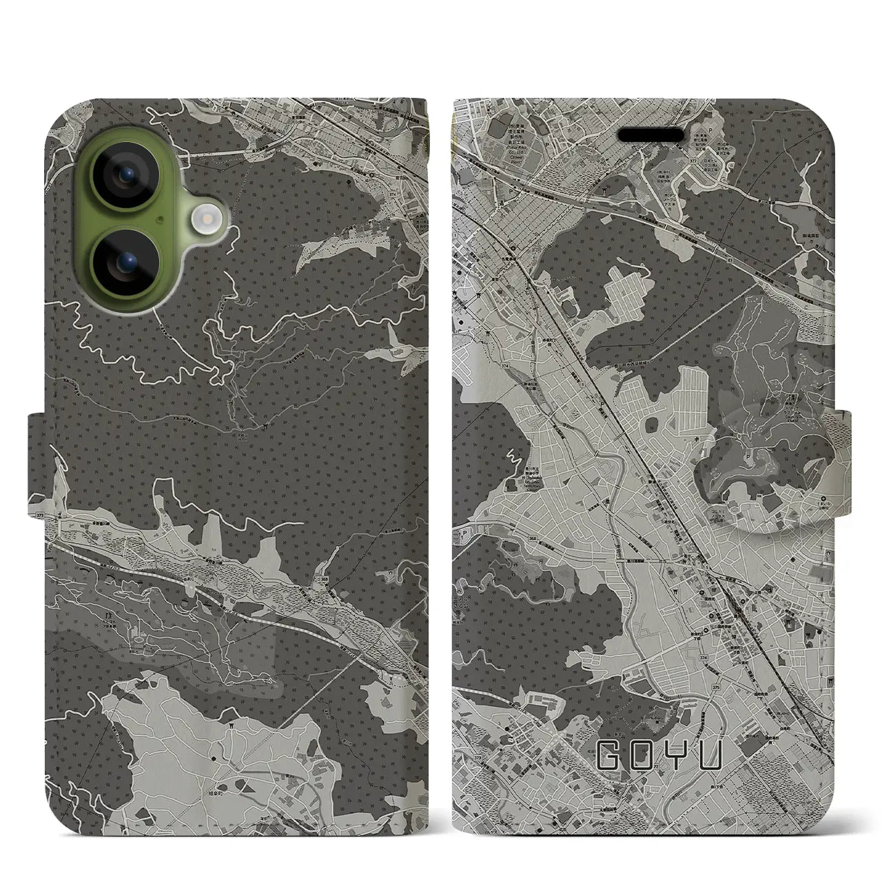 【御油（愛知県）】地図柄iPhoneケース（手帳タイプ）