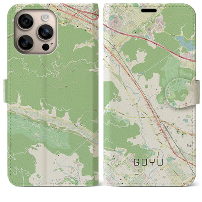 【御油（愛知県）】地図柄iPhoneケース（手帳タイプ）ナチュラル・iPhone 16 Plus 用