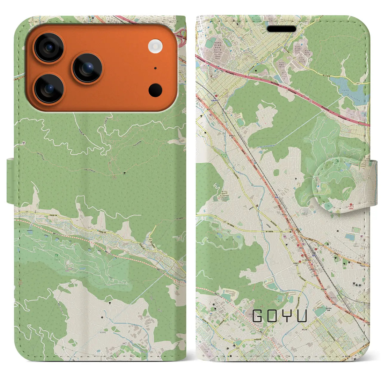 【御油（愛知県）】地図柄iPhoneケース（手帳タイプ）