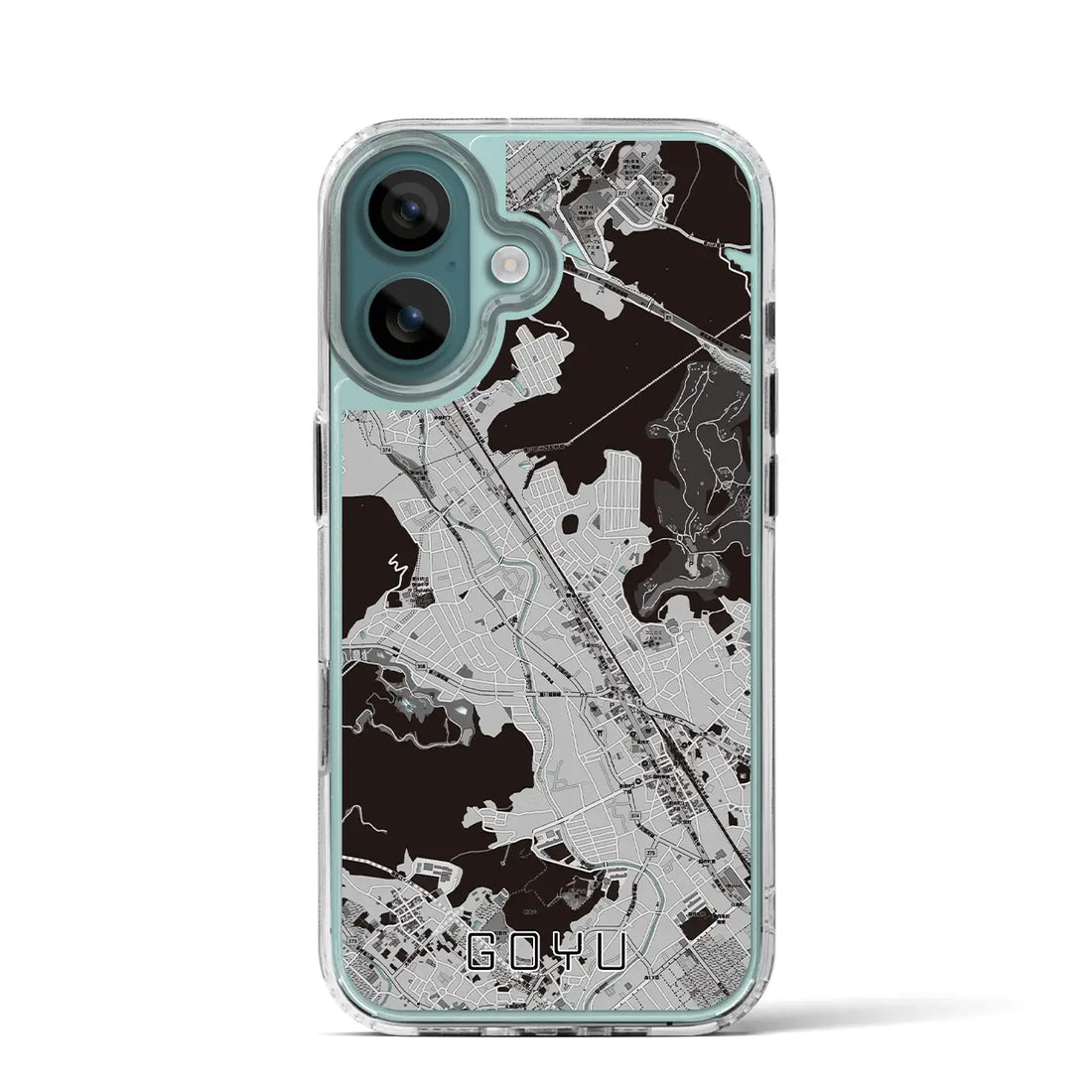 【御油(愛知県)】地図柄iPhoneケース(MagSafeタイプ)モノトーン・iPhone 16 Pro 用