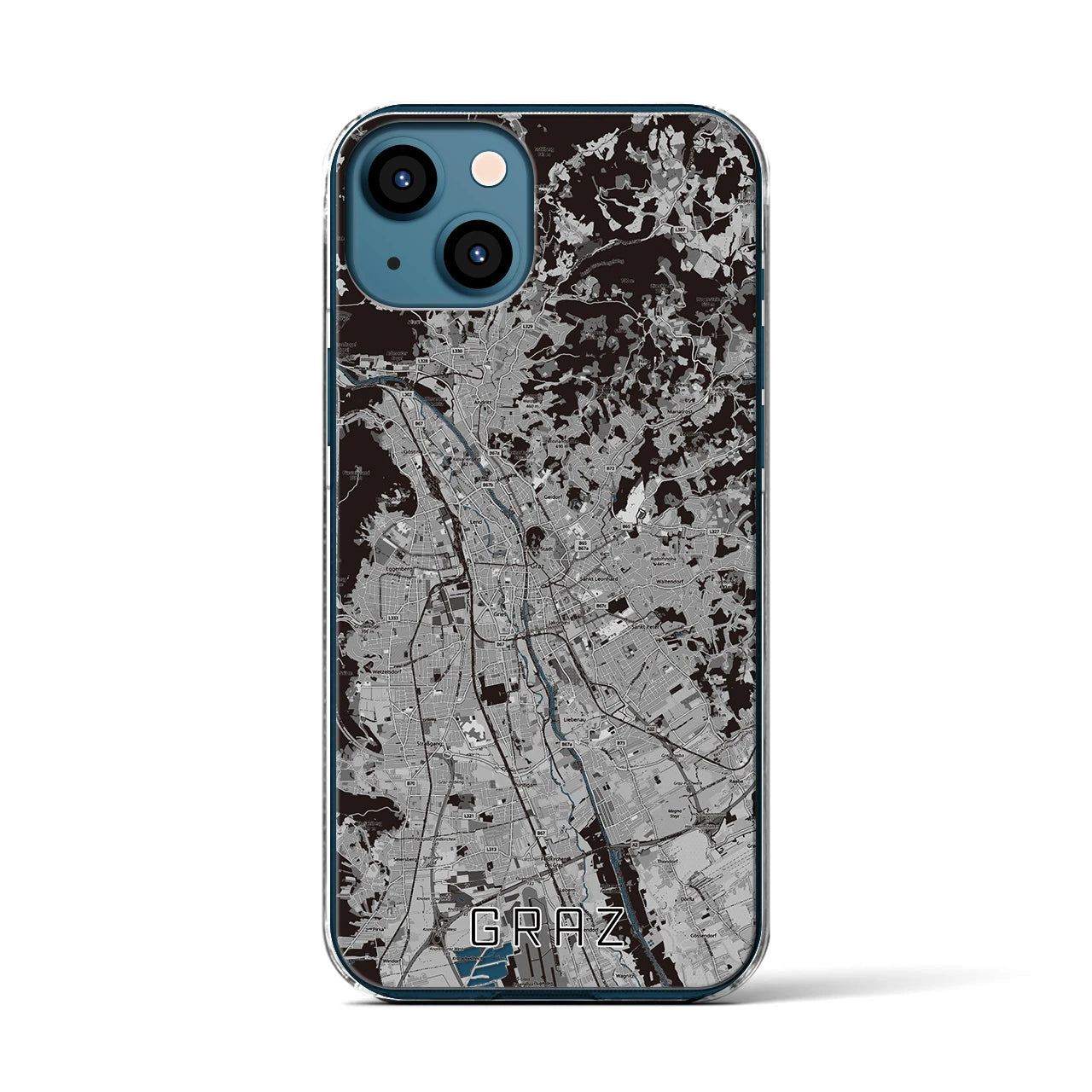 【グラーツ（オーストリア）】地図柄iPhoneケース（クリアタイプ）