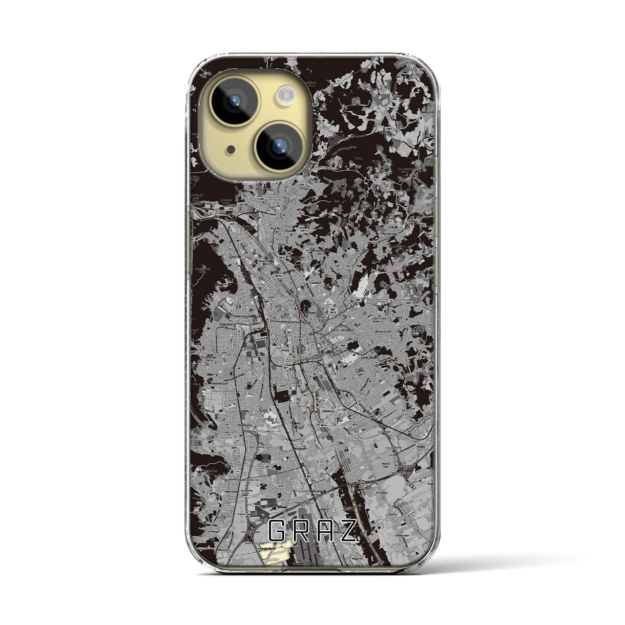 【グラーツ（オーストリア）】地図柄iPhoneケース（クリアタイプ）