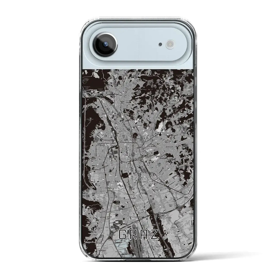 【グラーツ（オーストリア）】地図柄iPhoneケース（クリアタイプ）モノトーン・iPhone 17 Pro Max 用