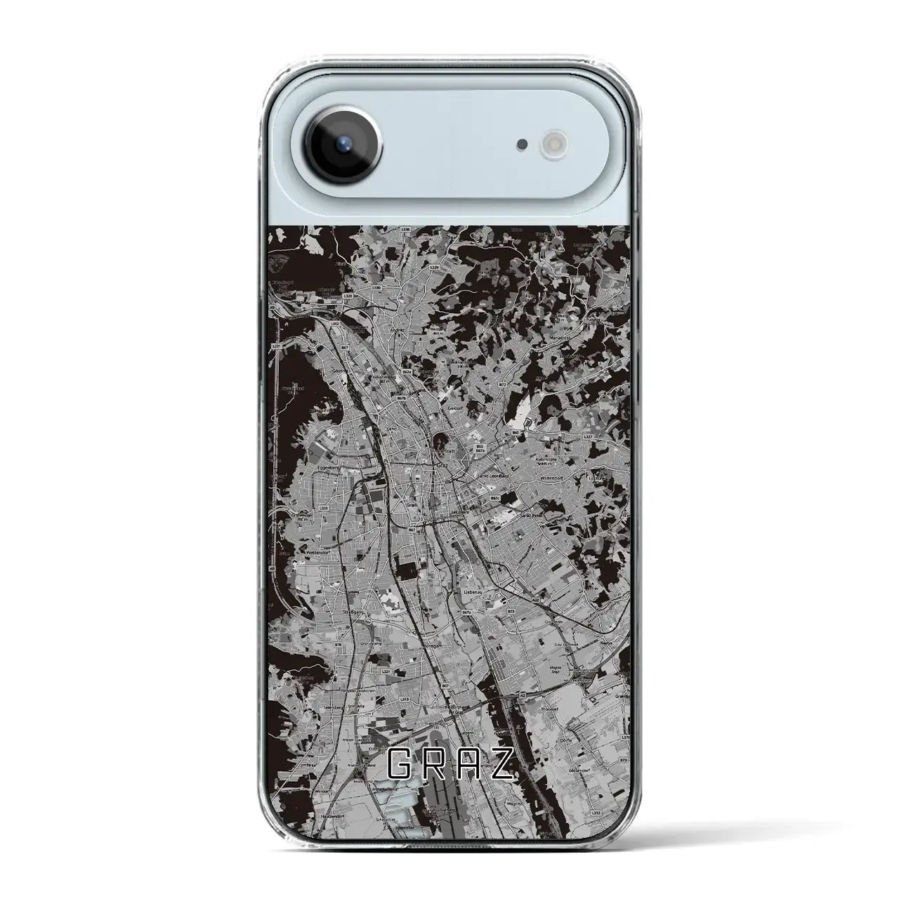 【グラーツ（オーストリア）】地図柄iPhoneケース（クリアタイプ）モノトーン・iPhone 17 Pro Max 用