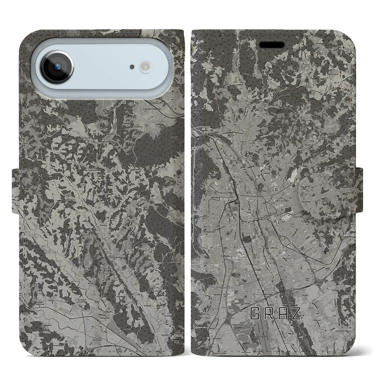 【グラーツ（オーストリア）】地図柄iPhoneケース（手帳タイプ）