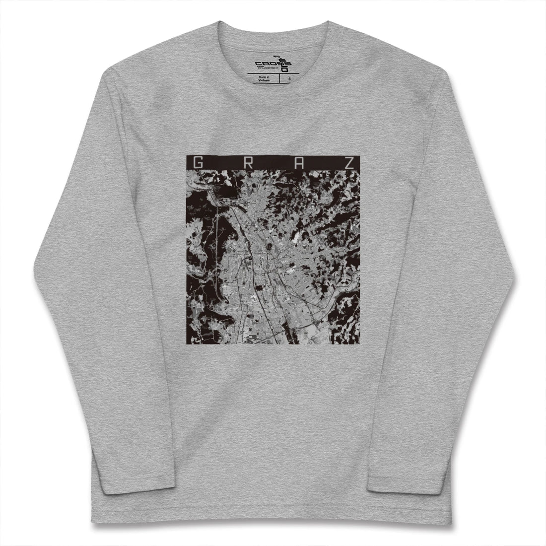 【グラーツ（オーストリア）】地図柄ロングスリーブTシャツ