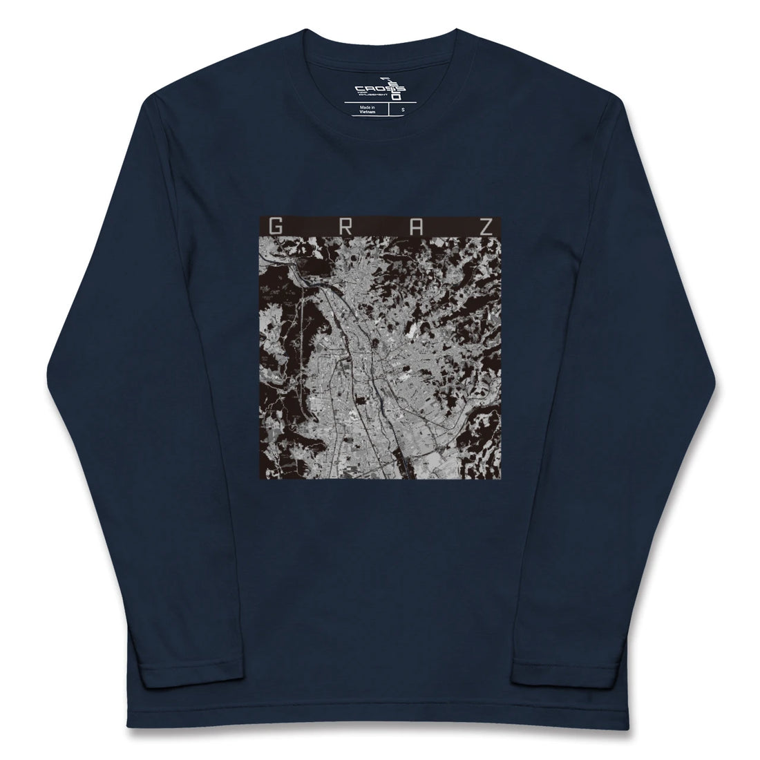 【グラーツ(オーストリア)】地図柄ロングスリーブTシャツ