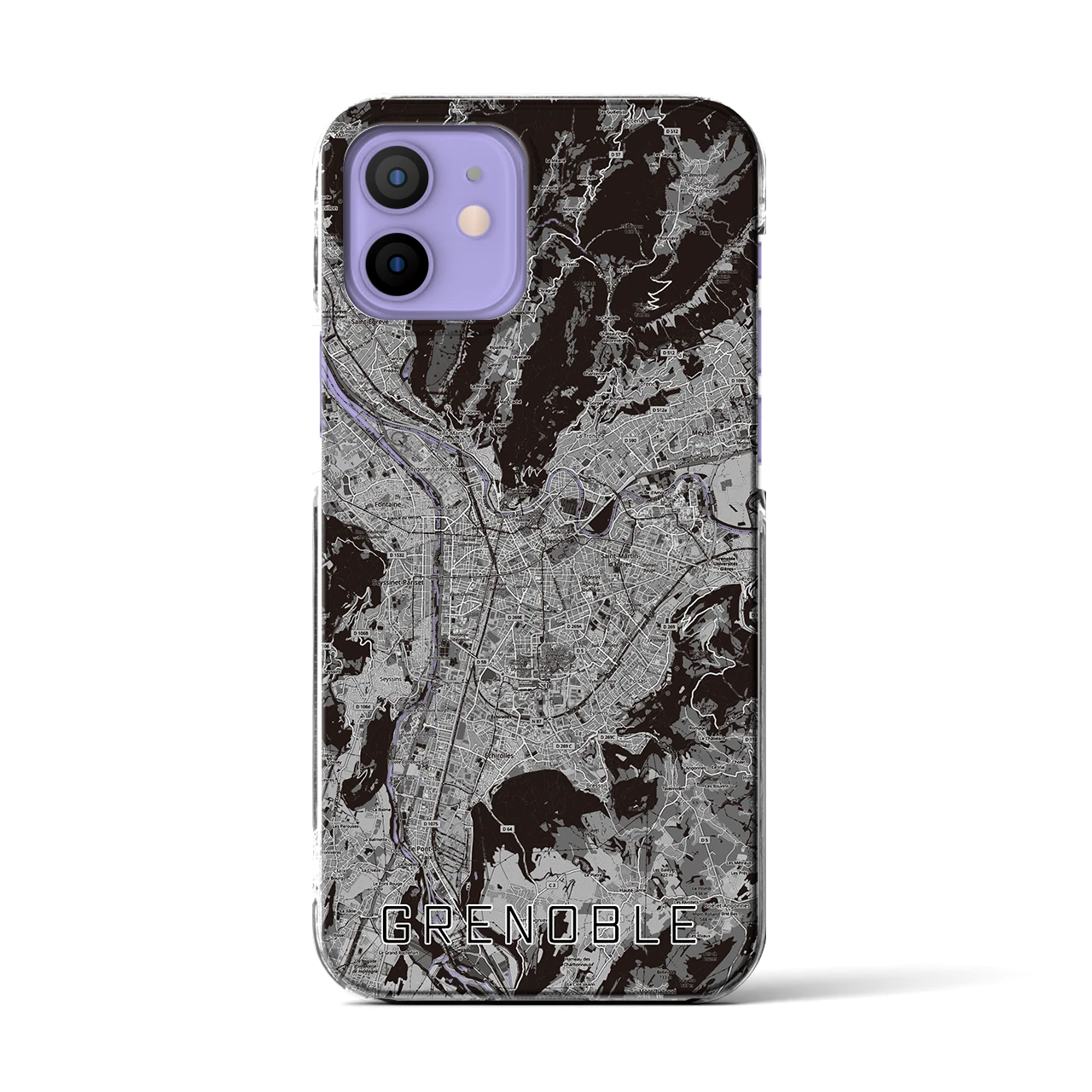 【グルノーブル（フランス）】地図柄iPhoneケース（クリアタイプ）