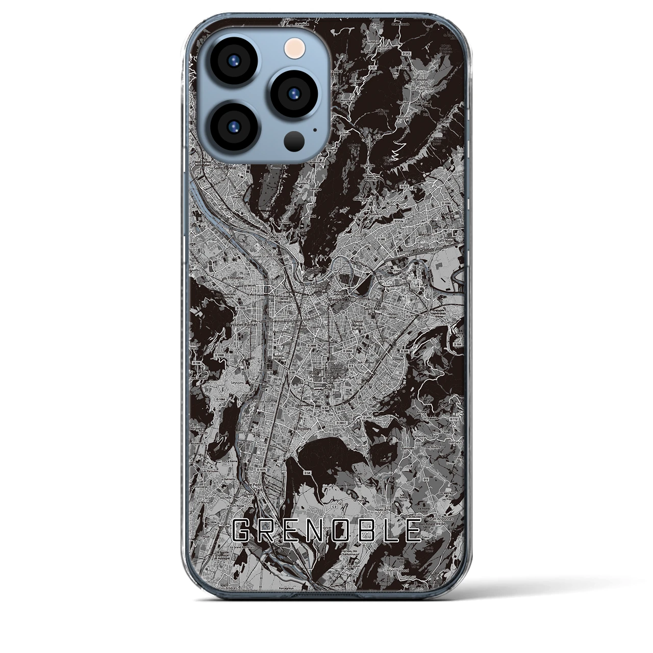 【グルノーブル（フランス）】地図柄iPhoneケース（クリアタイプ）