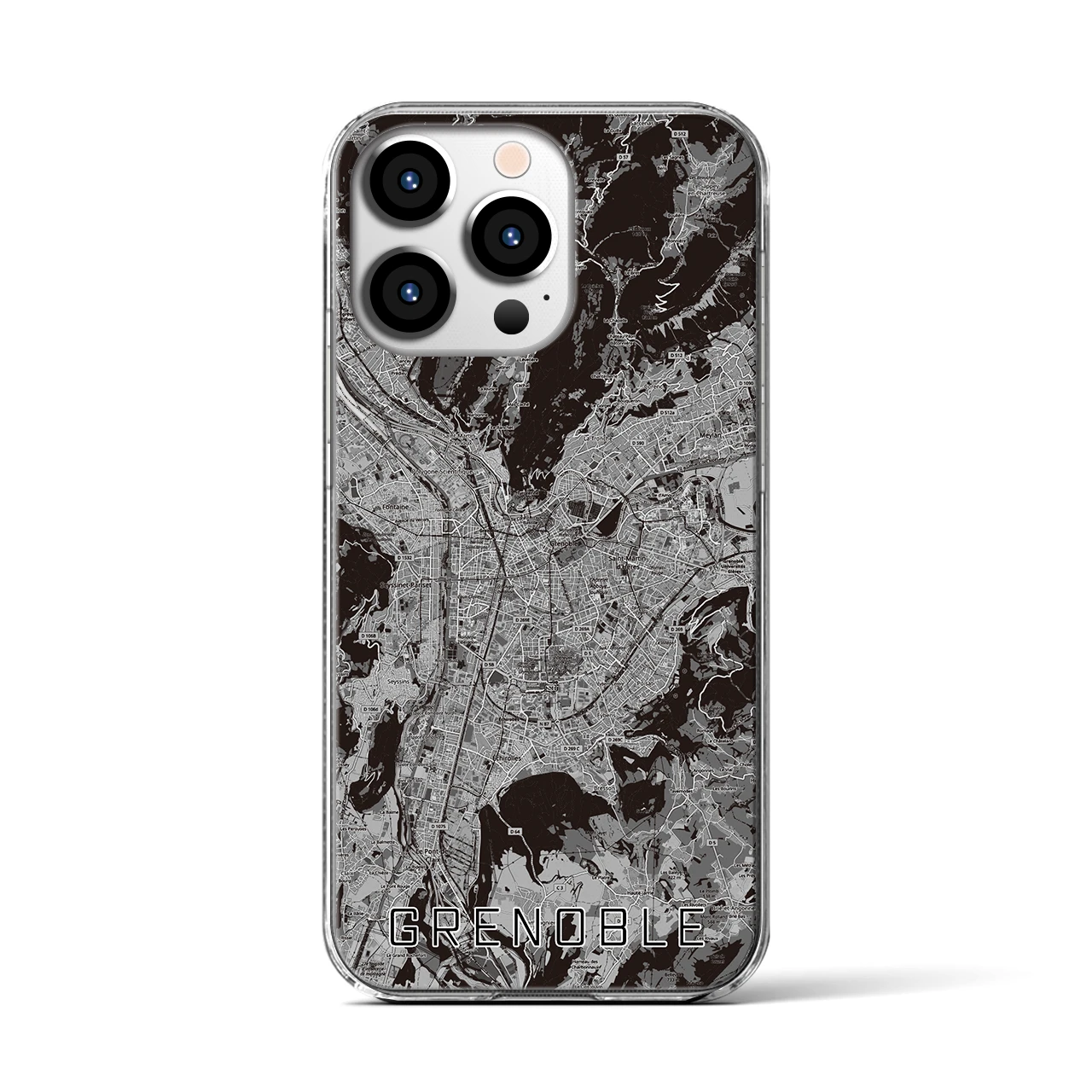 【グルノーブル（フランス）】地図柄iPhoneケース（クリアタイプ）