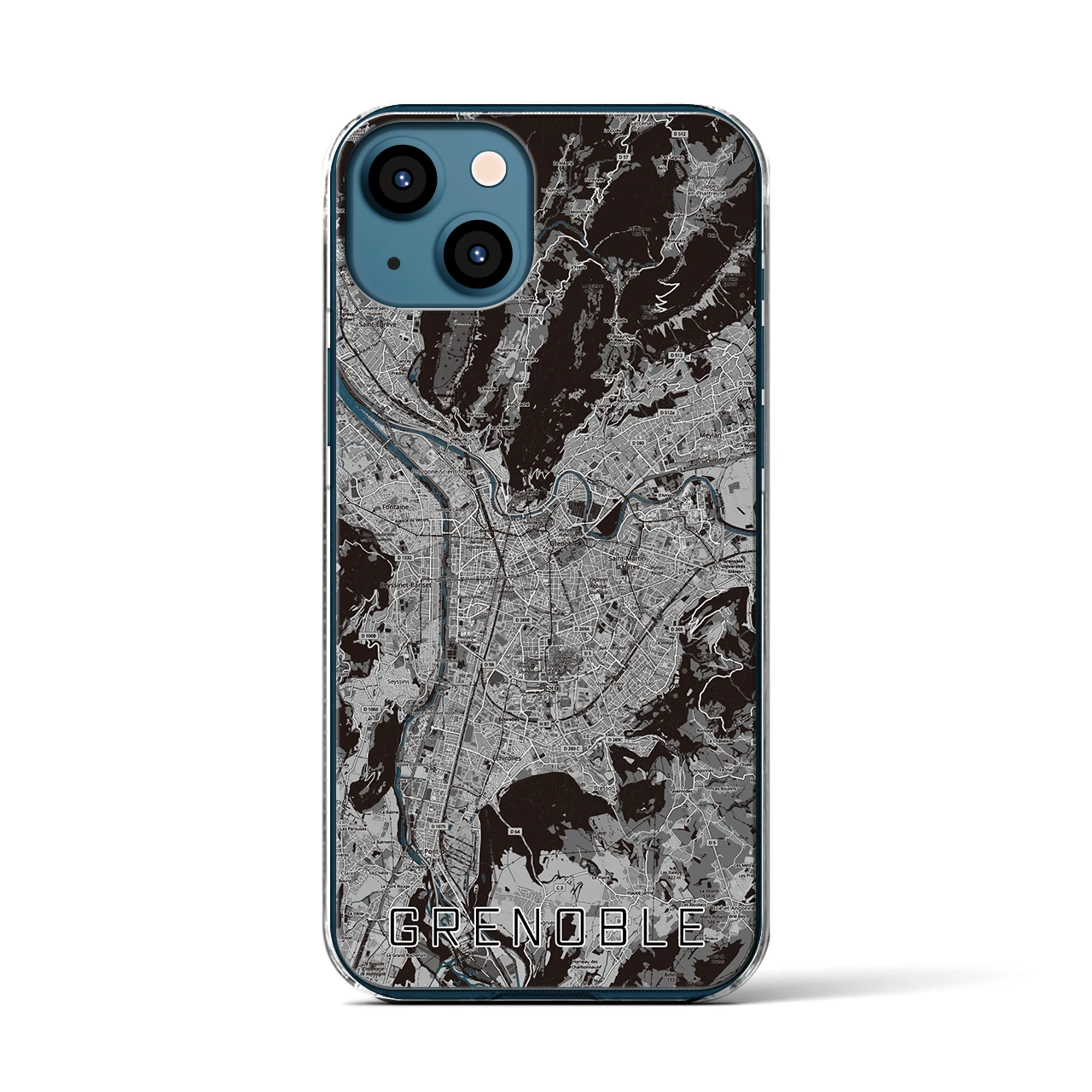 【グルノーブル（フランス）】地図柄iPhoneケース（クリアタイプ）