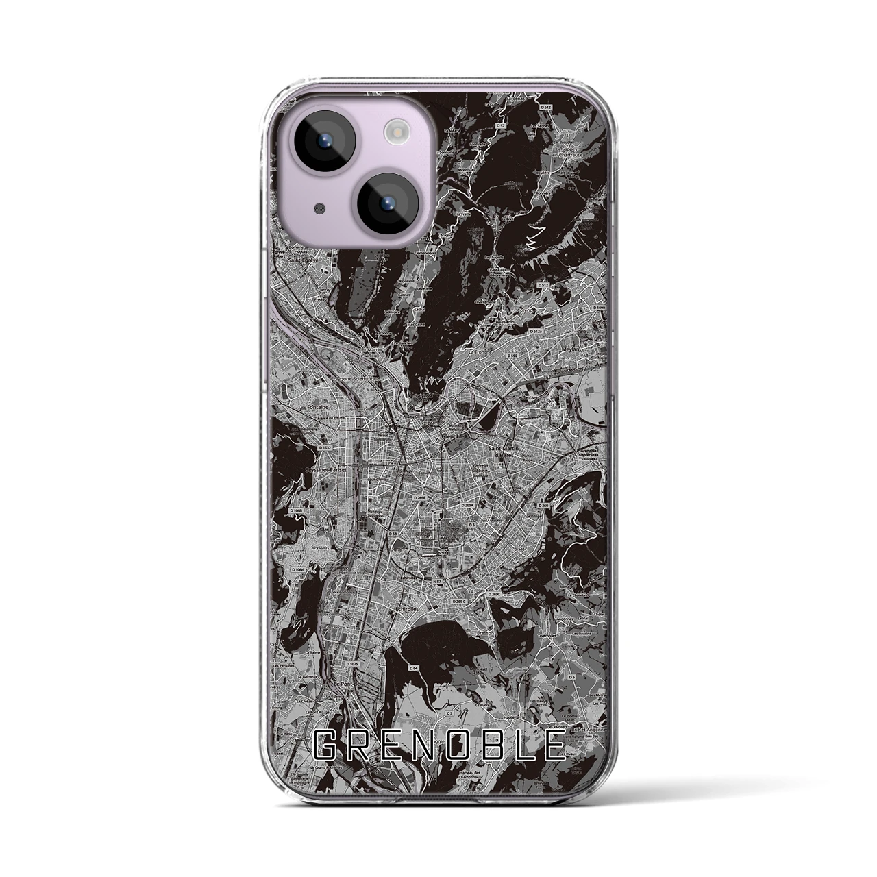 【グルノーブル（フランス）】地図柄iPhoneケース（クリアタイプ）