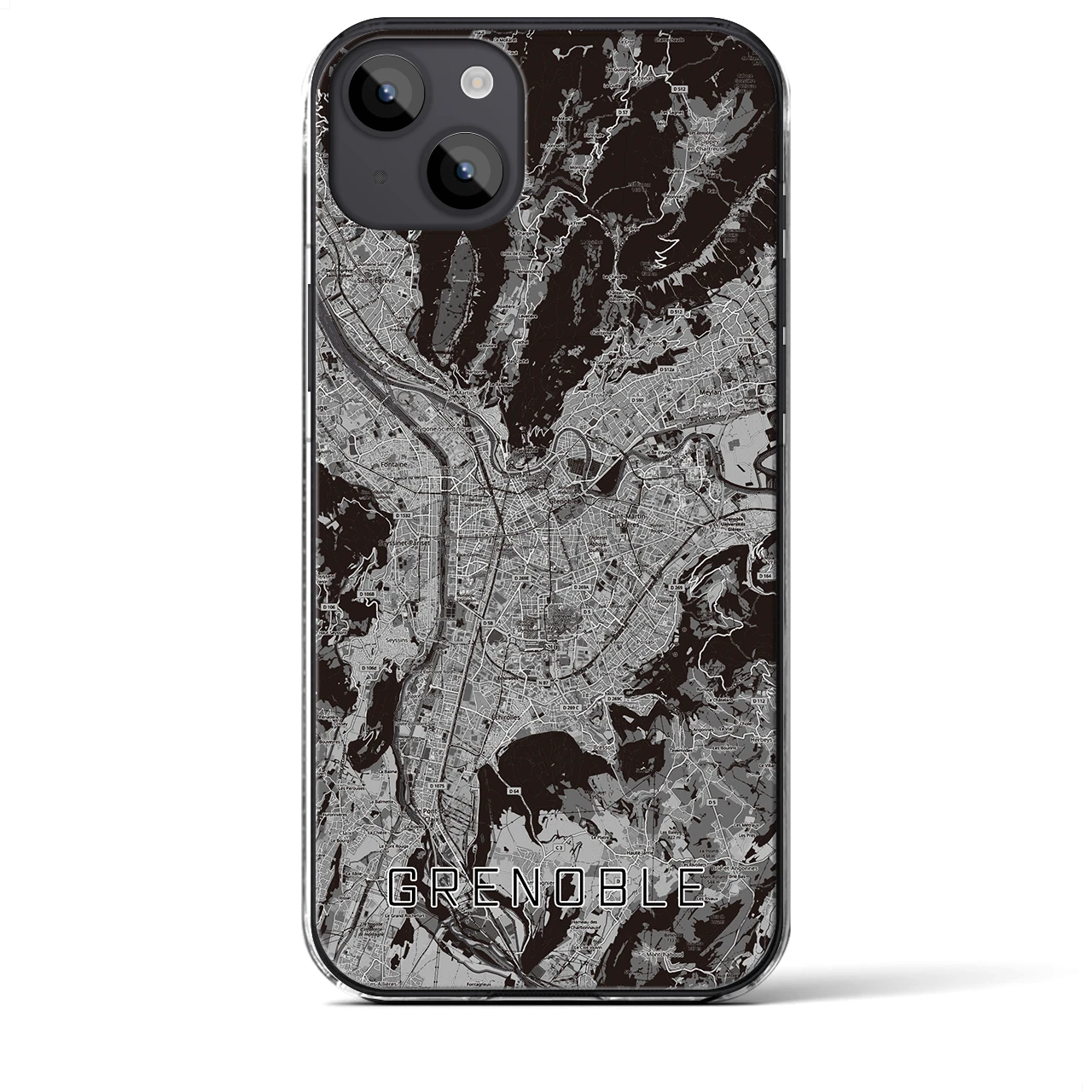 【グルノーブル（フランス）】地図柄iPhoneケース（クリアタイプ）
