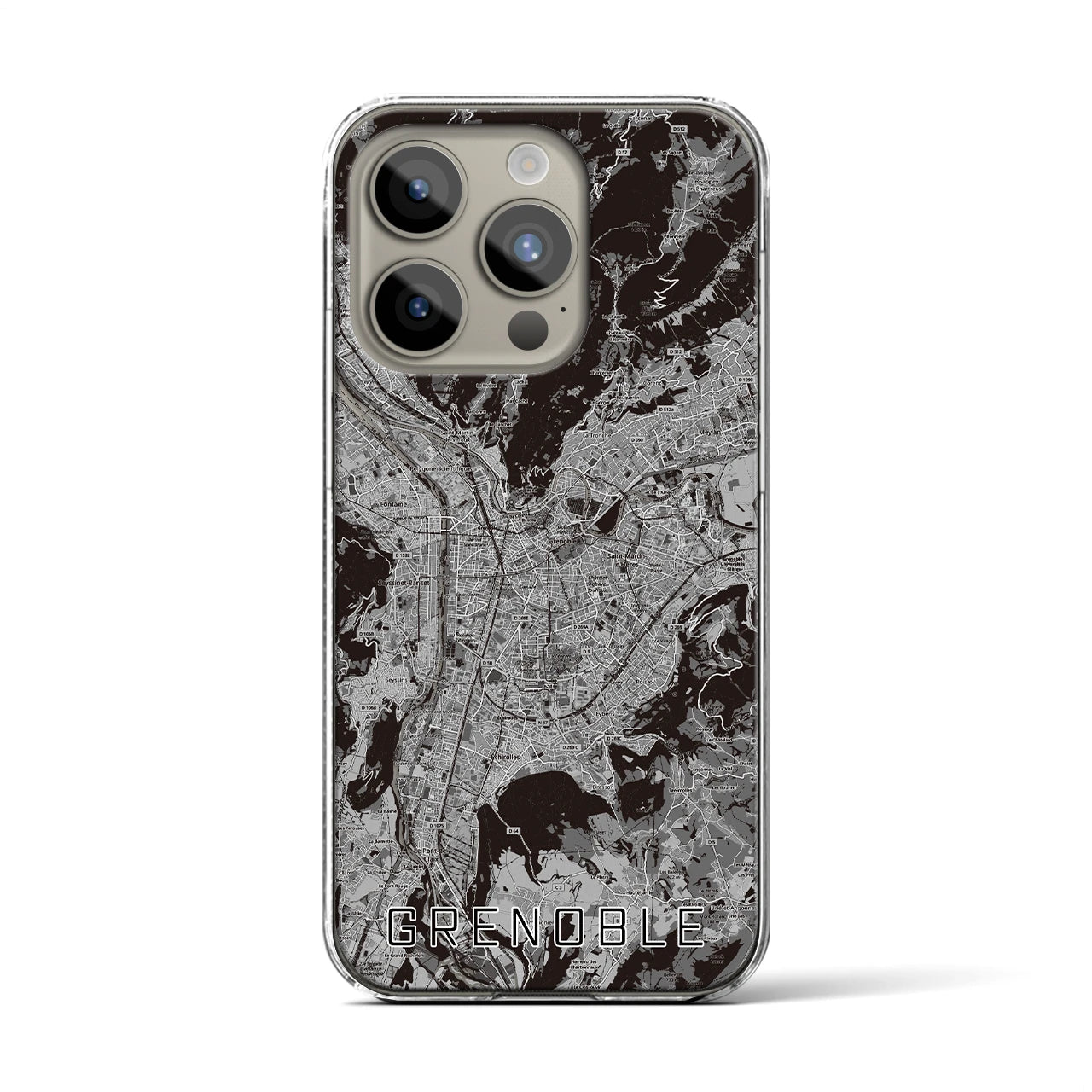 【グルノーブル（フランス）】地図柄iPhoneケース（クリアタイプ）