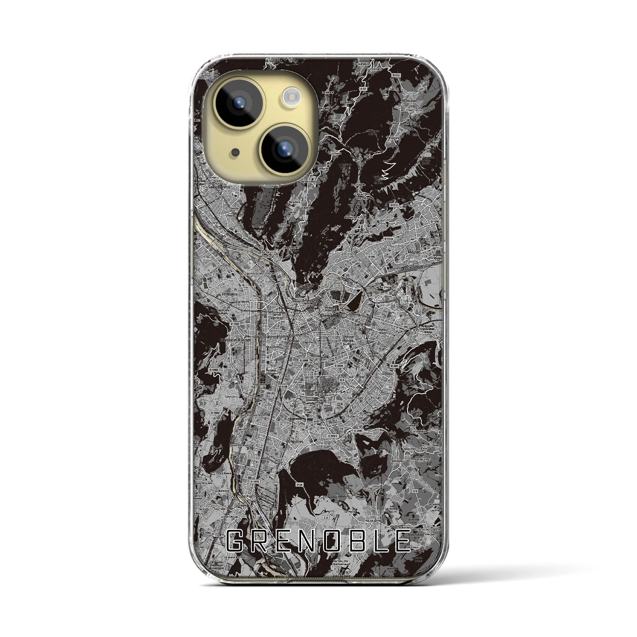 【グルノーブル（フランス）】地図柄iPhoneケース（クリアタイプ）