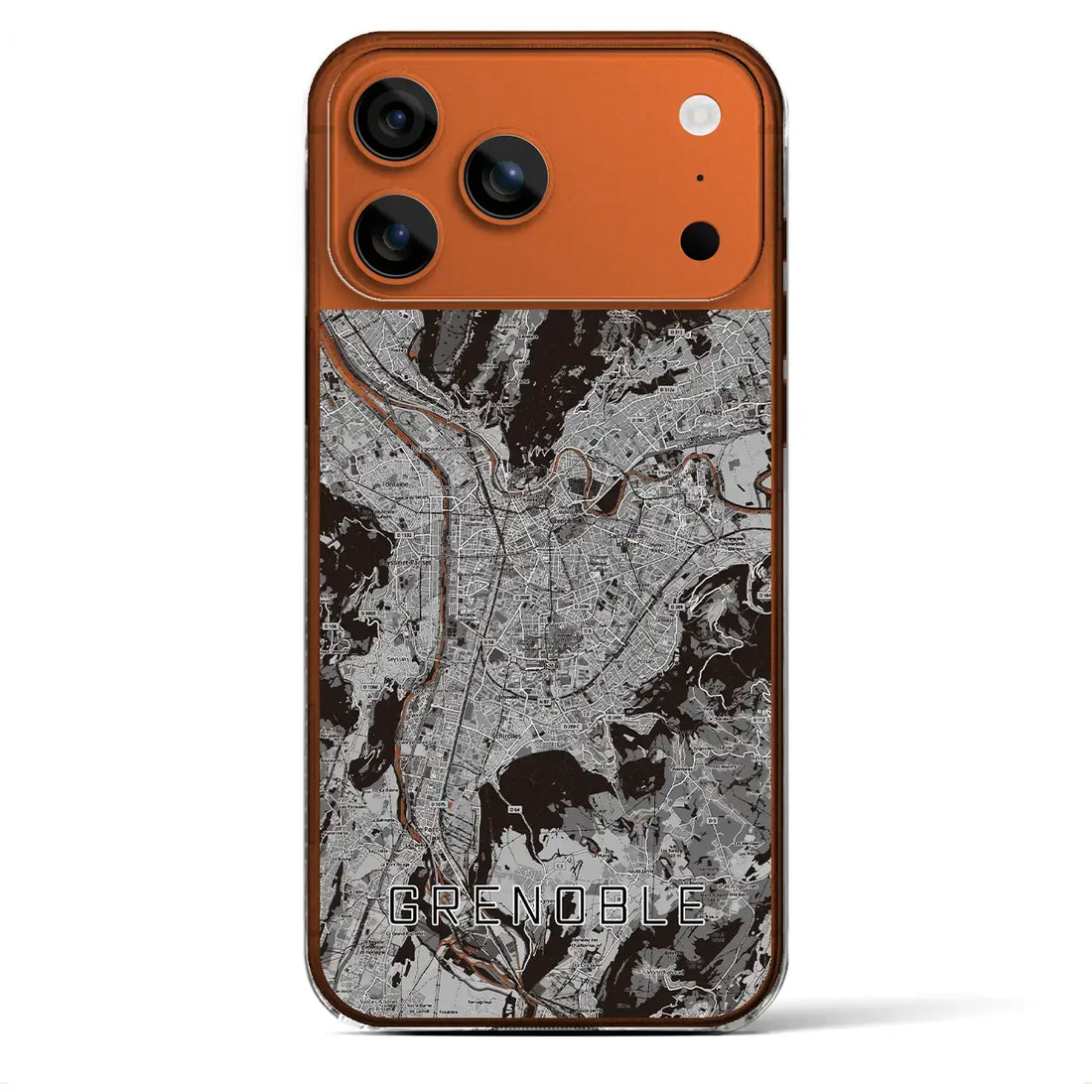 【グルノーブル（フランス）】地図柄iPhoneケース（クリアタイプ）モノトーン・iPhone 17 Pro Max 用