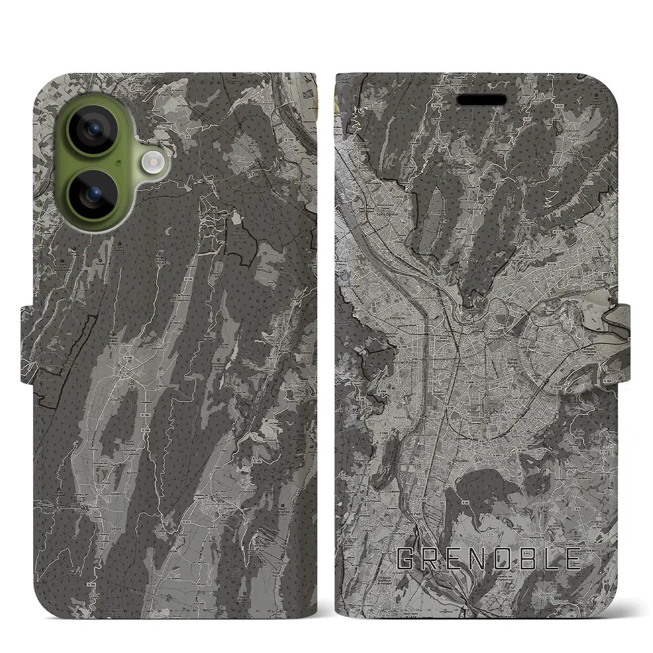 【グルノーブル（フランス）】地図柄iPhoneケース（手帳タイプ）