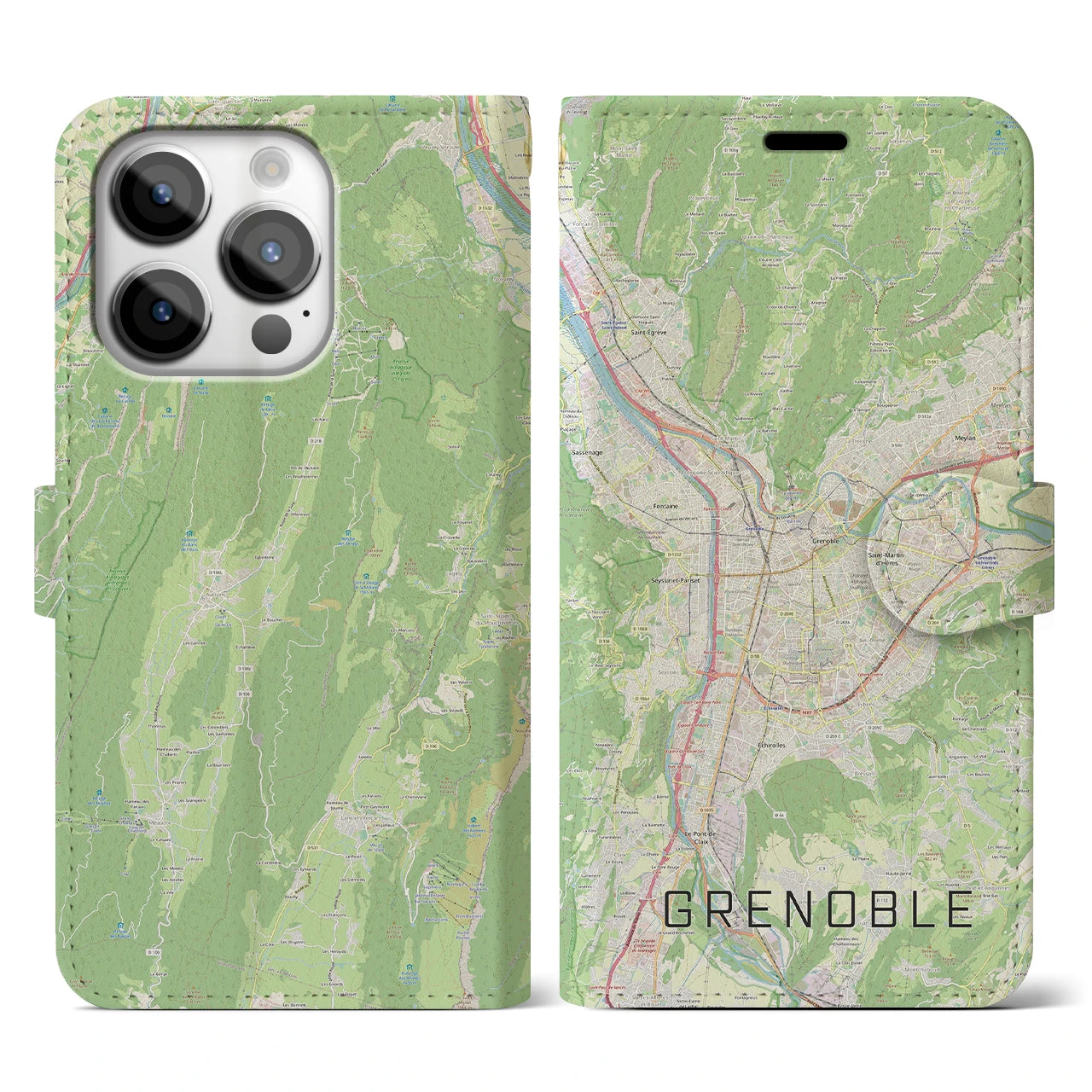 【グルノーブル（フランス）】地図柄iPhoneケース（手帳タイプ）