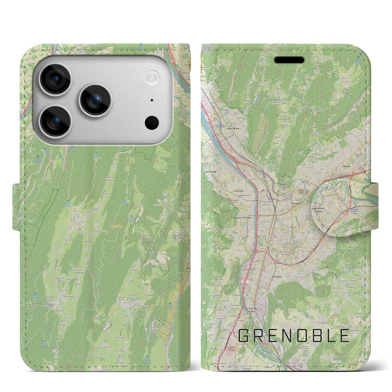 【グルノーブル（フランス）】地図柄iPhoneケース（手帳タイプ）