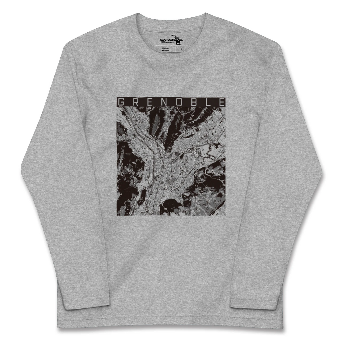 【グルノーブル（フランス）】地図柄ロングスリーブTシャツ