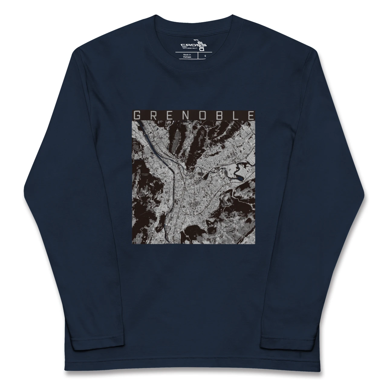 【グルノーブル（フランス）】地図柄ロングスリーブTシャツ