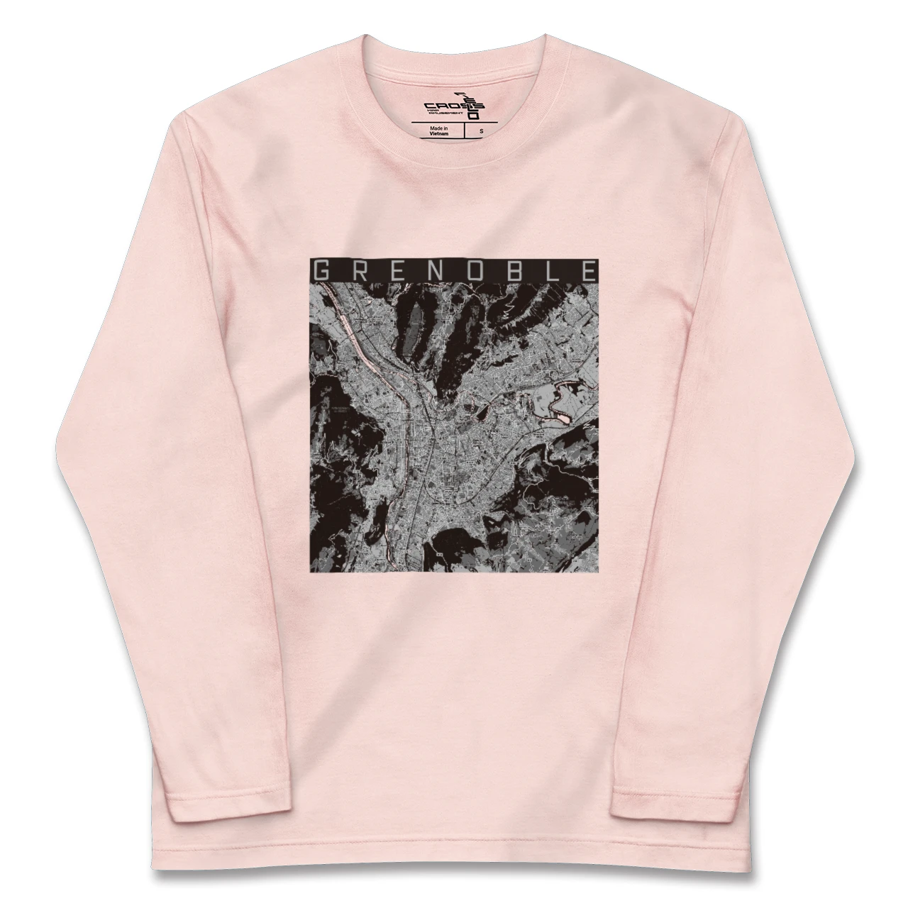 【グルノーブル（フランス）】地図柄ロングスリーブTシャツ