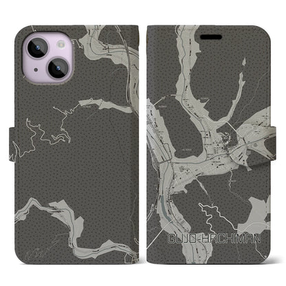 【郡上八幡（岐阜県）】地図柄iPhoneケース（手帳タイプ）モノトーン・iPhone 14 用