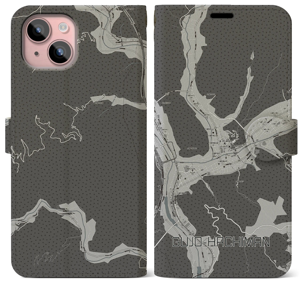 【郡上八幡（岐阜県）】地図柄iPhoneケース（手帳タイプ）