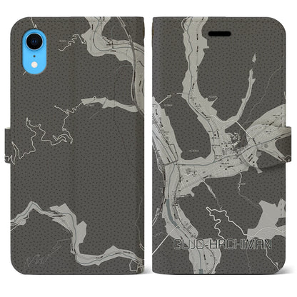 【郡上八幡（岐阜県）】地図柄iPhoneケース（手帳タイプ）モノトーン・iPhone XR 用